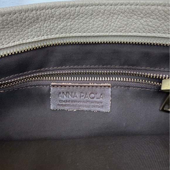 Anna Paola Leather Basketweave Zip Top Brit Shoulder Bag Made in Italy - Picture 13 of 16